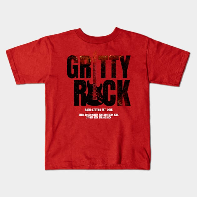 Gritty Rock Radio rusty logo Kids T-Shirt by Gritty Rock Radio